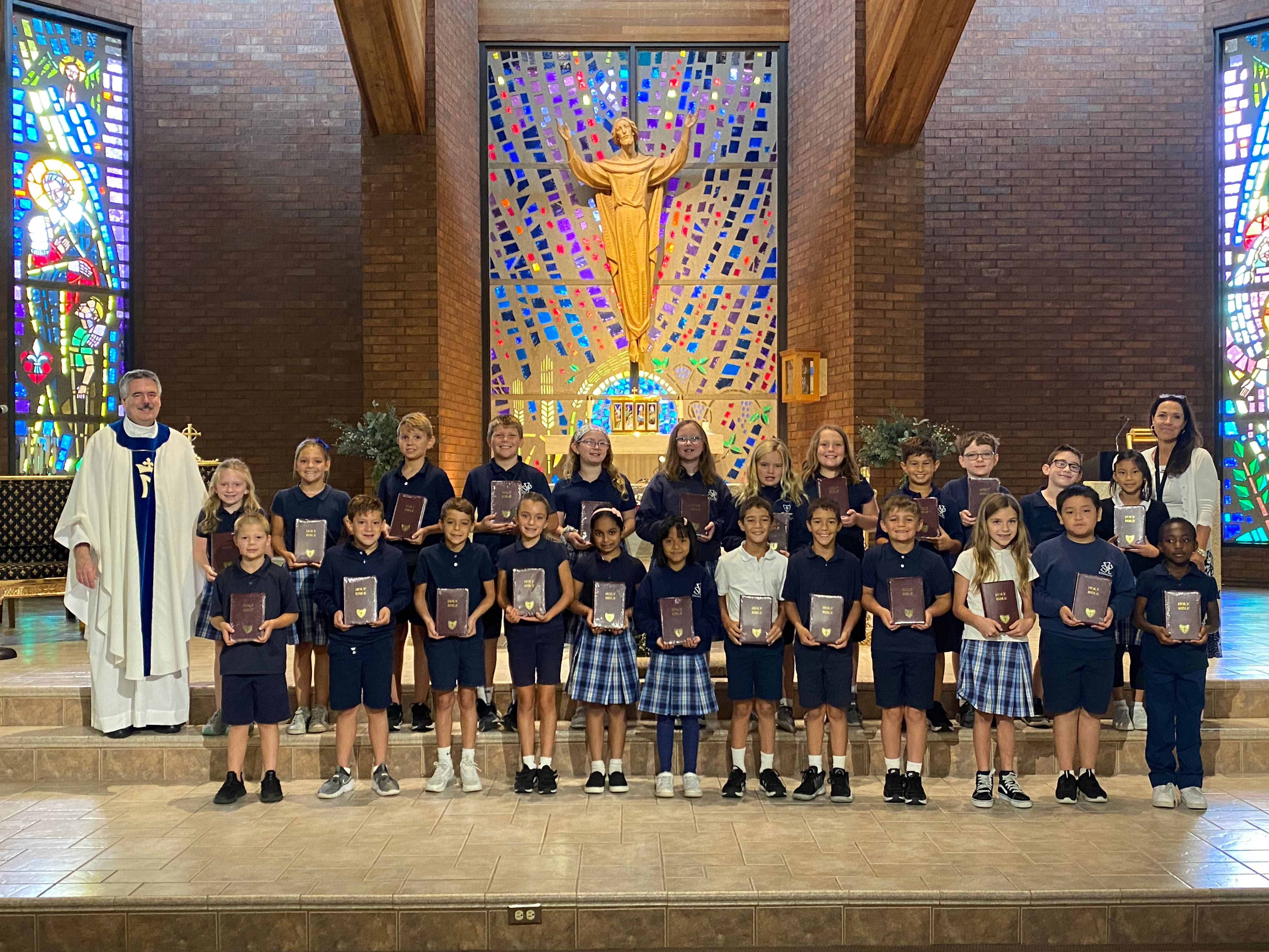 Happy students with their teacher